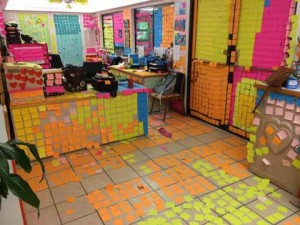 Sticky-notes prank at Heart O' the Hills