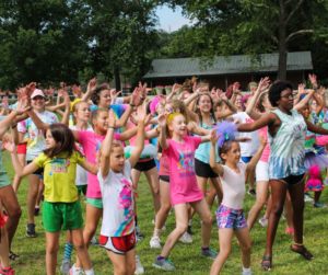 Heart O' the Hills Campers Dancing at Field Day 